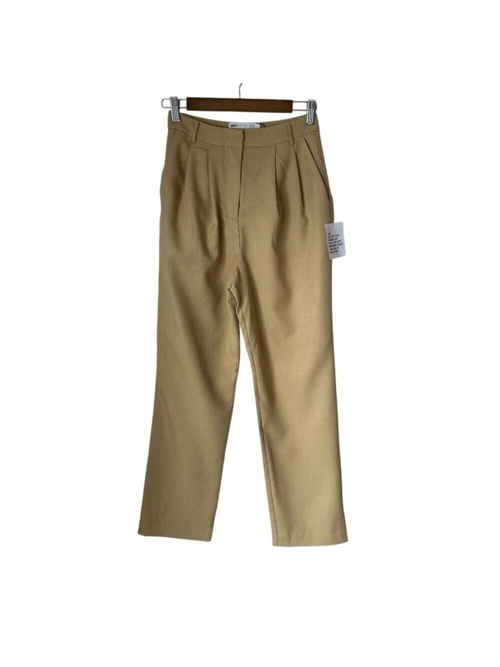 ASOS Edition Women’s High Waist Wide Leg Pleated Khaki Polyester Pants Size 0